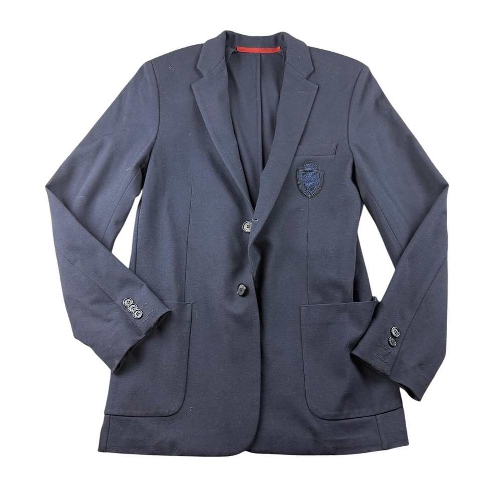 Dal Lago Blazer Boys 16 Blue Crest Patch Italy Made Two-Button Prep Event Formal